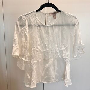 Forever 21 Cream Ruffle Sleeve Blouse